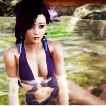 Ancient hot spring bathing girl KS073